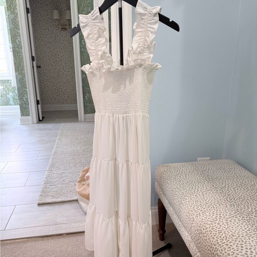 Amanda Uprichard WHITE Ruffle Midi Dress